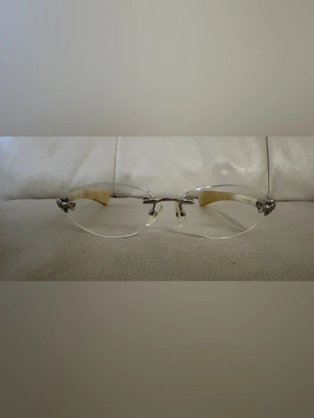Kieselstein-Cord Thats A Croc Rimless Eyeglasses Silver Buffalo Horn Glasses